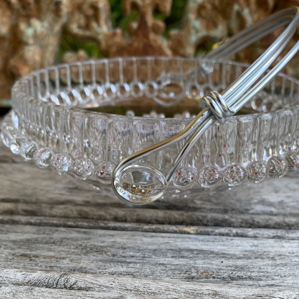 Vintage 70’s Walther Kristallglas Glass Daisy “Fabiola Basket Red Accent Dots - Picture 5 of 16